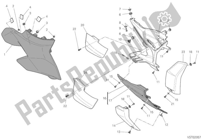 All parts for the Rh Fairing of the Ducati Streetfighter V4 S Thailand 1103 2020